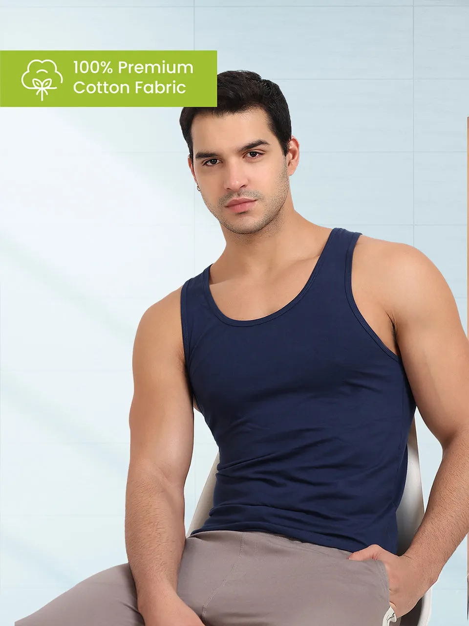 Regular Fit Organic Cotton Comfort Vest for Men-Pack of 1