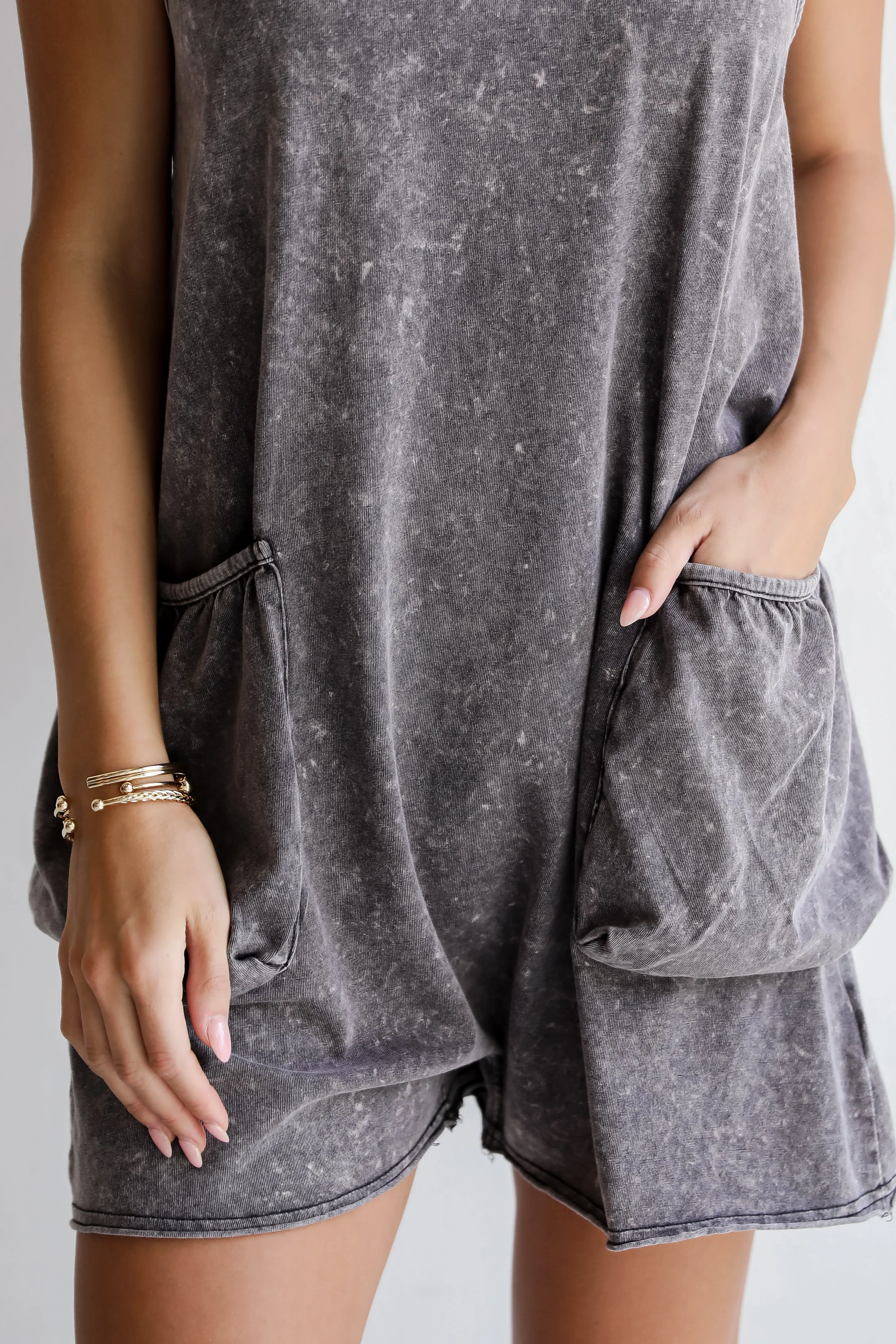 Relaxed Perfection Acid Washed Romper - DU DEAL