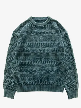 Retro Ethnic-Style Indigo-Dyed Crew-Neck Sweater