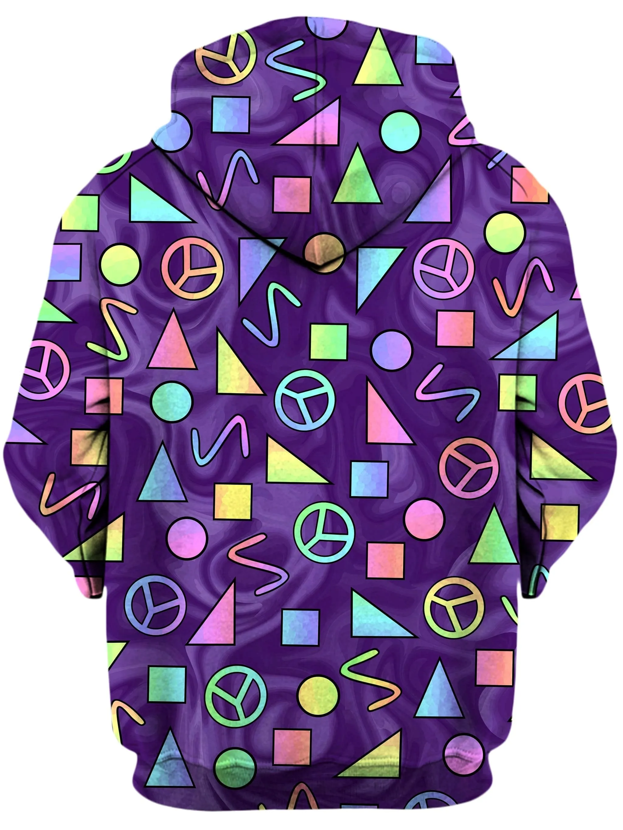 Retro Shapes Peace Symbols Purple Unisex Hoodie