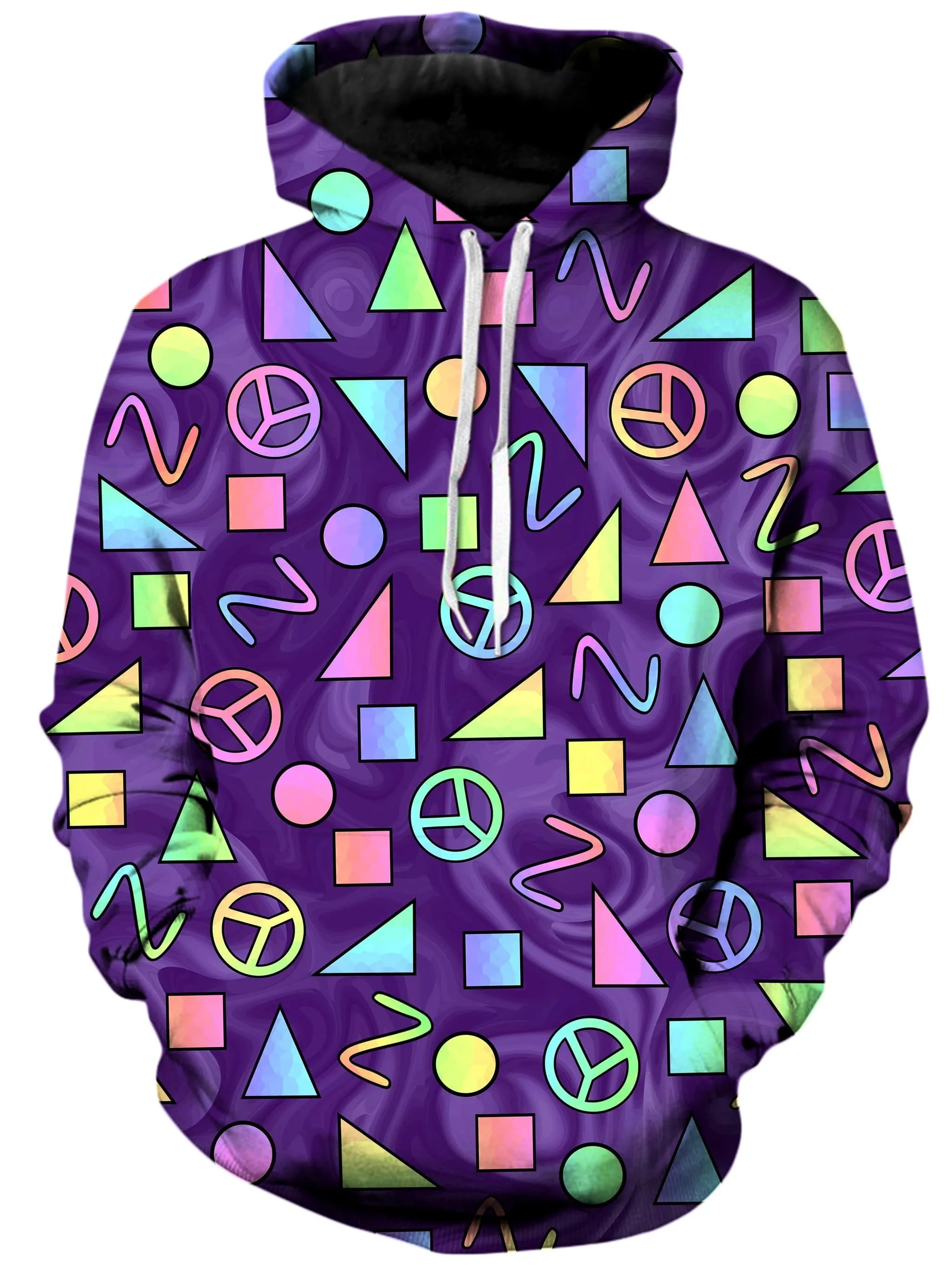 Retro Shapes Peace Symbols Purple Unisex Hoodie