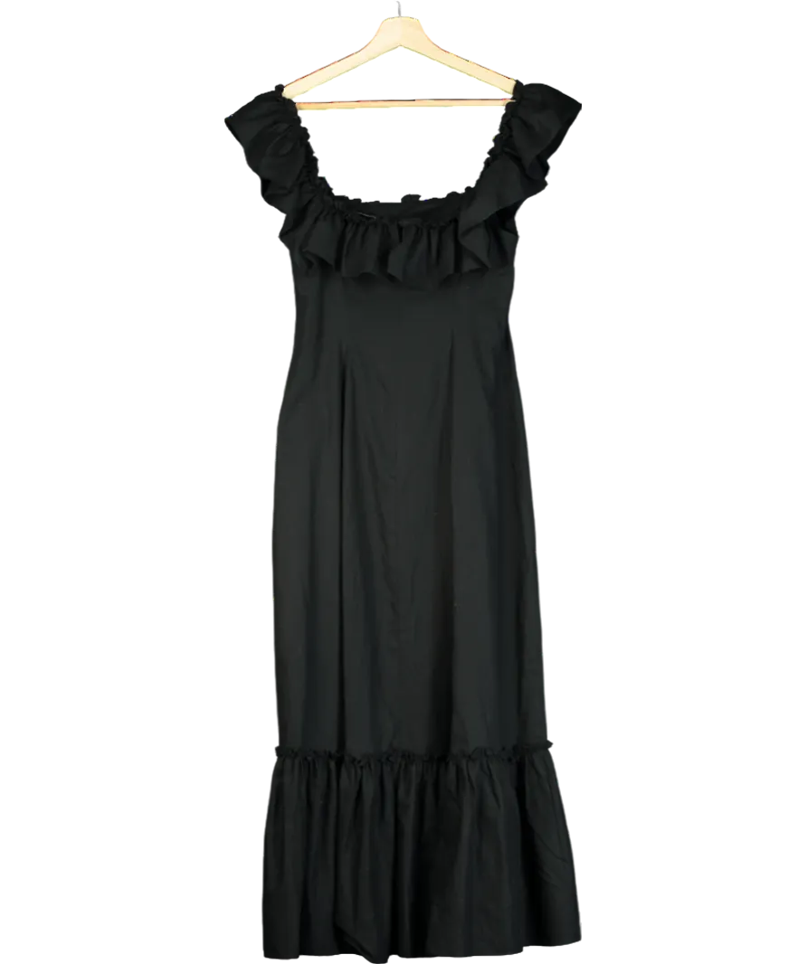 Rixo Black linen / cotton blend Maxi Dress UK 8