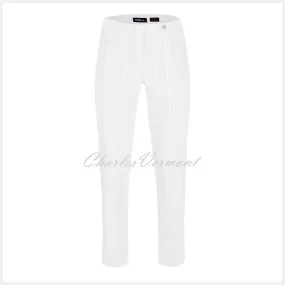 Robell Bella 09 Seersucker - 7/8 Cropped Trouser 52642-54554-10 (White)