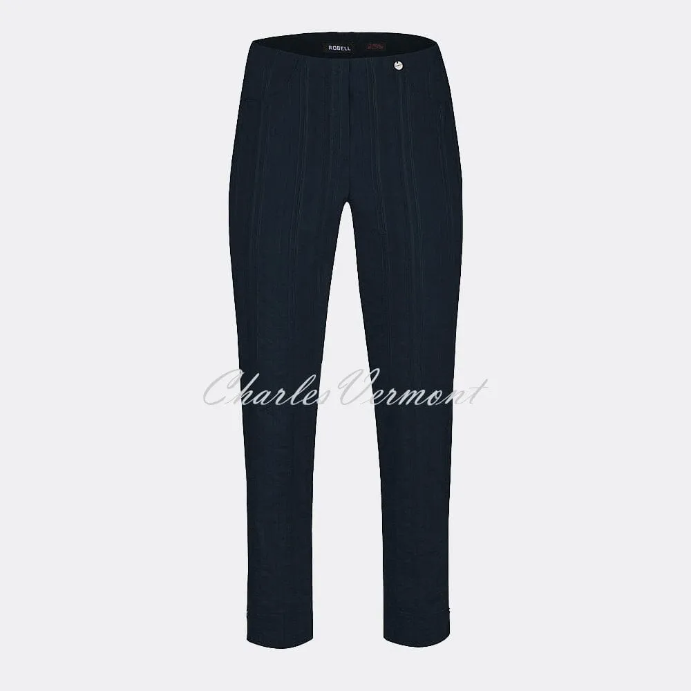 Robell Bella 09 Seersucker - 7/8 Cropped Trouser 52642-54554-69 (Navy)