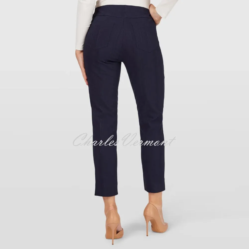 Robell Bella 09 Seersucker - 7/8 Cropped Trouser 52642-54554-69 (Navy)