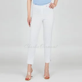 Robell Bella 09 Stripe Seersucker - 7/8 Cropped Trouser 52642-54370-920 (Light Grey)