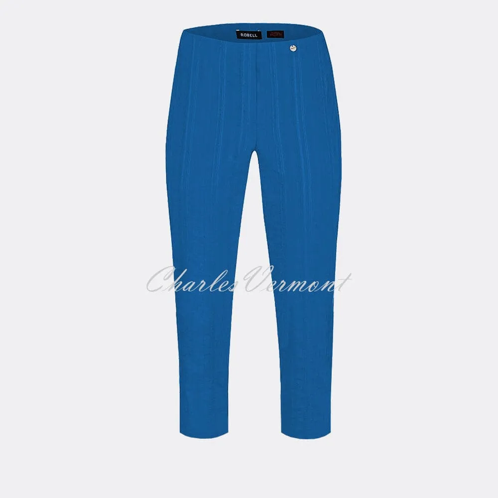 Robell Marie 07 Seersucker Capri Trouser 51576-54554-67 (Royal Blue)