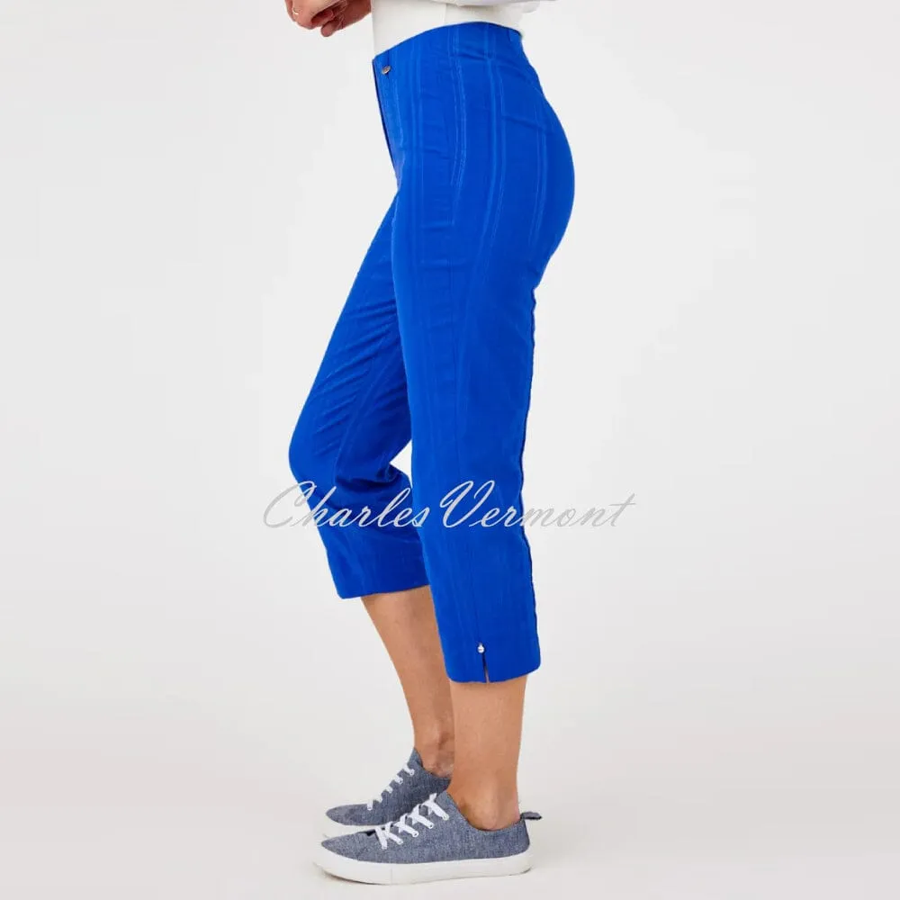 Robell Marie 07 Seersucker Capri Trouser 51576-54554-67 (Royal Blue)