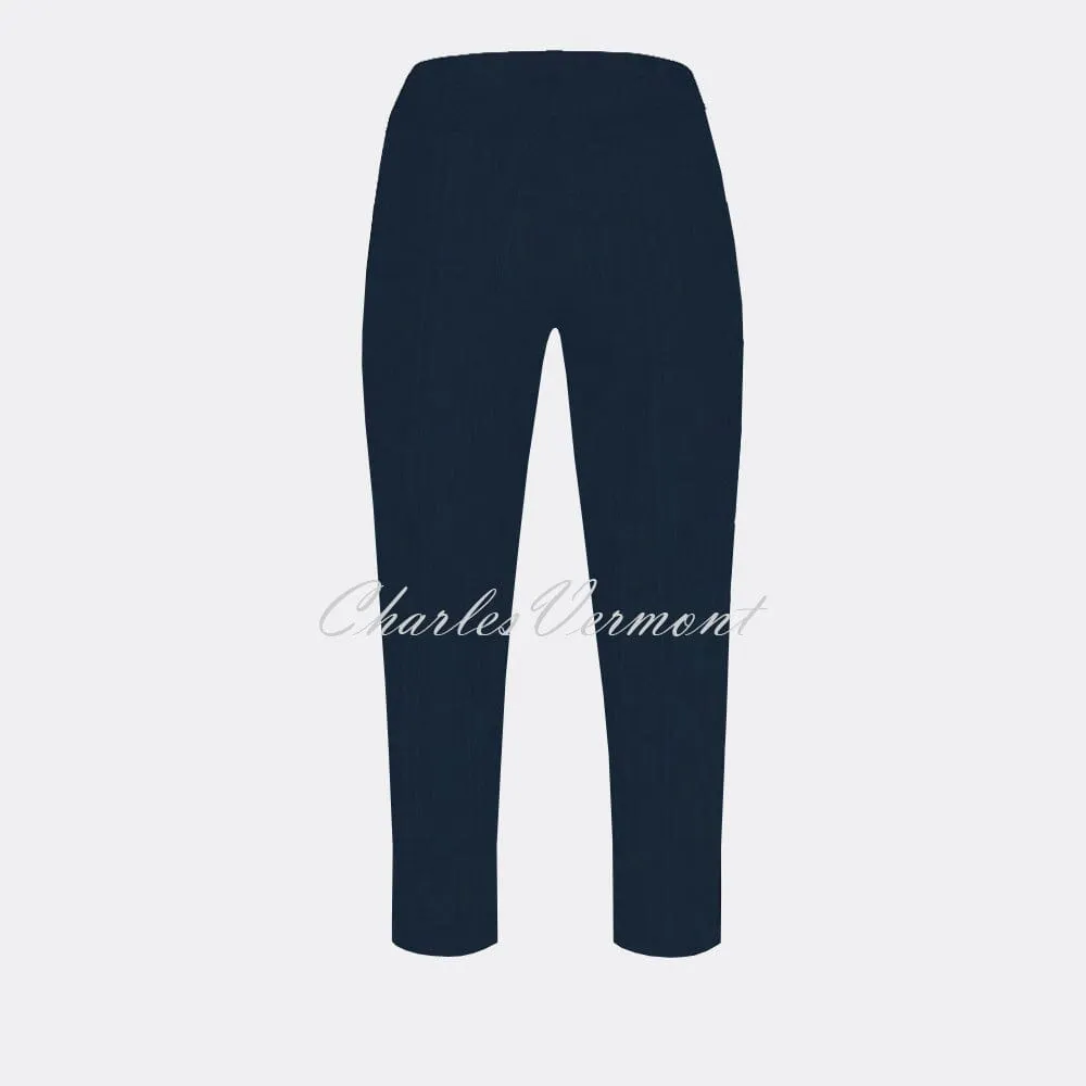 Robell Marie 07 Seersucker Capri Trouser 51576-54554-69 (Navy)