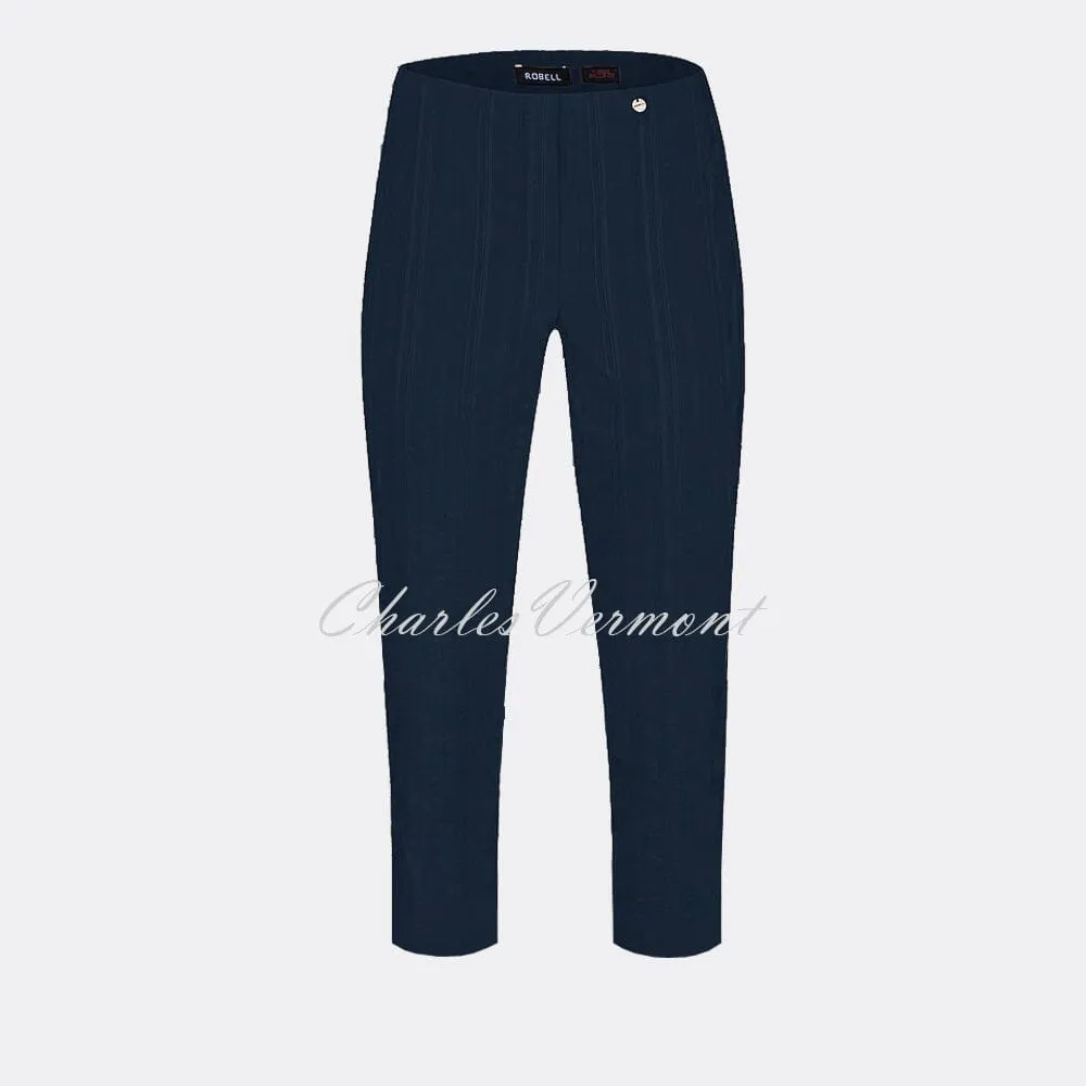 Robell Marie 07 Seersucker Capri Trouser 51576-54554-69 (Navy)