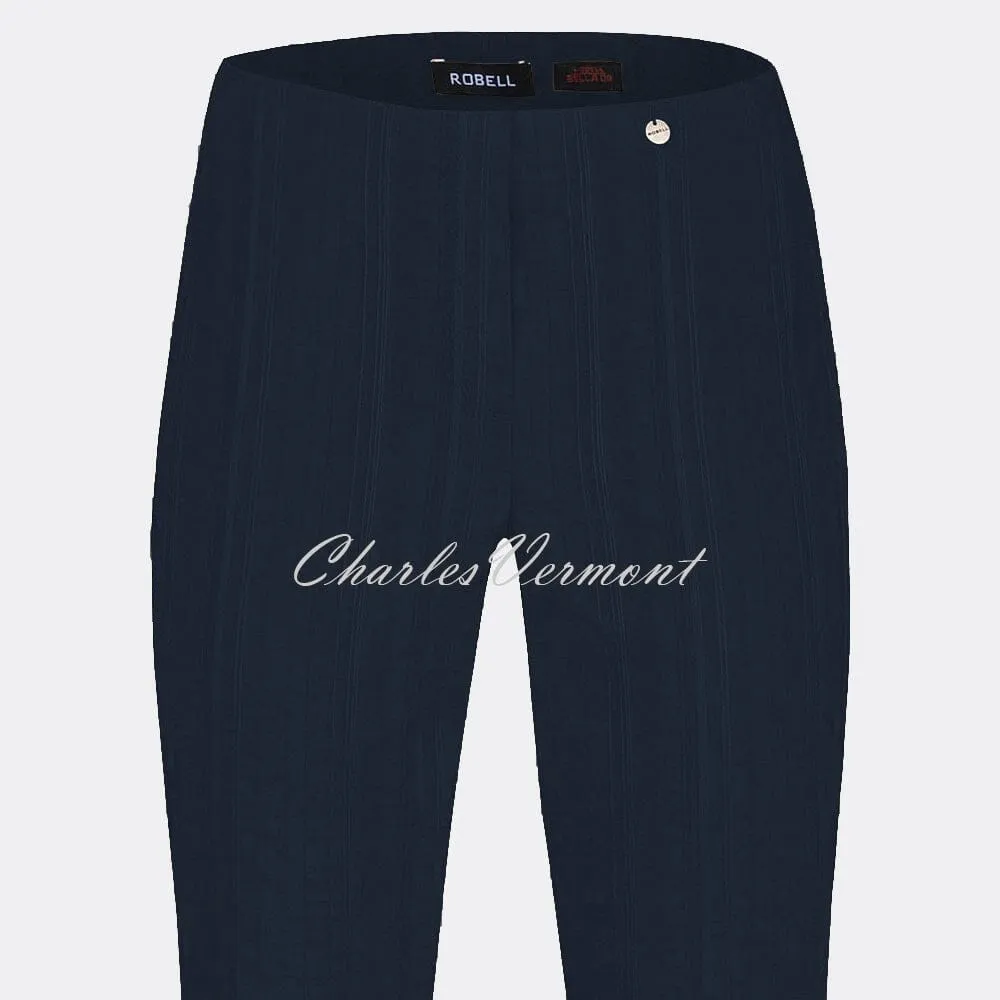 Robell Marie 07 Seersucker Capri Trouser 51576-54554-69 (Navy)