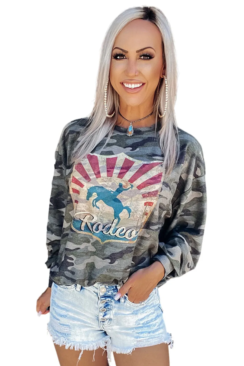 RODEO Long Sleeve Camo T Shirt