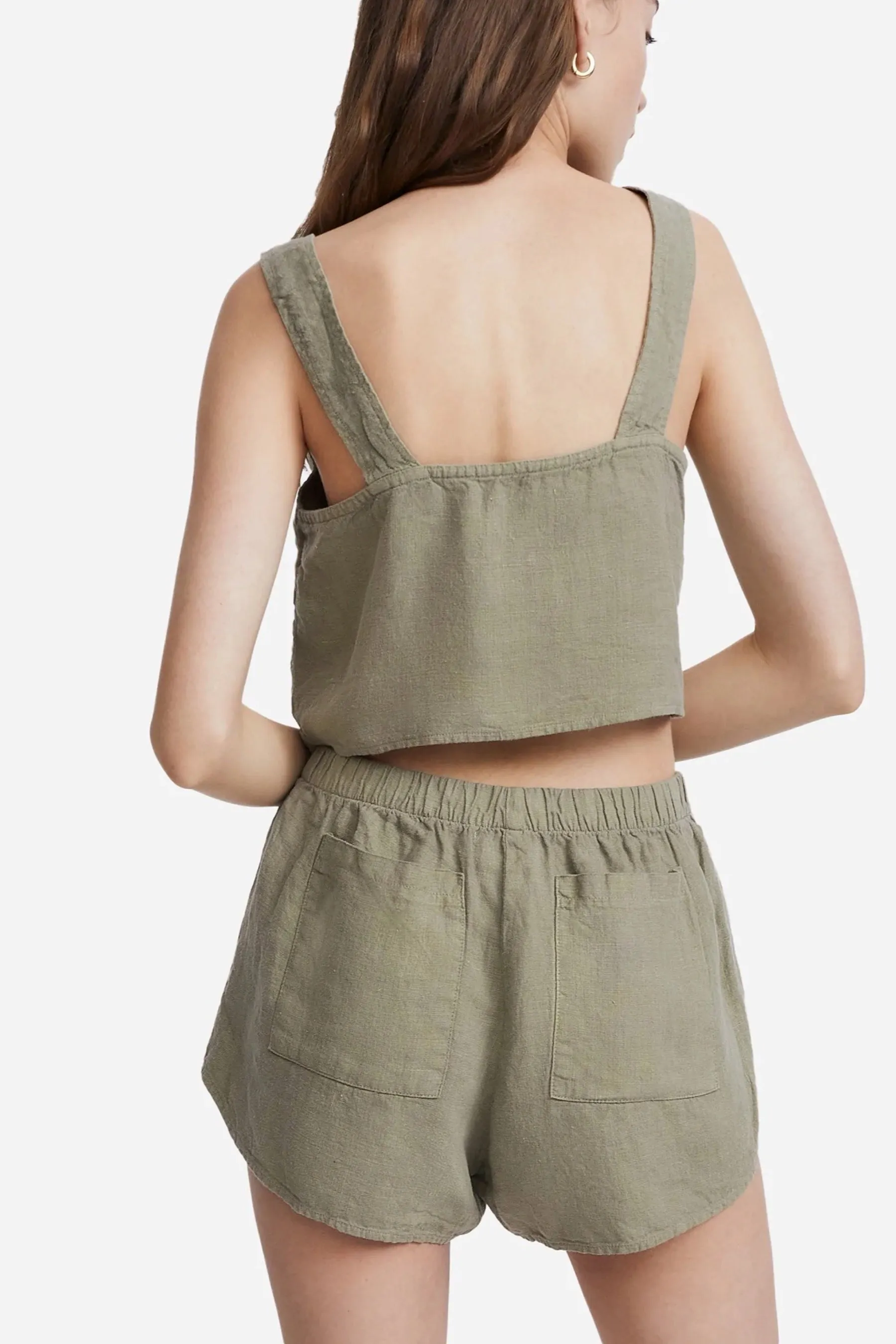 Sage Linen Crop Top