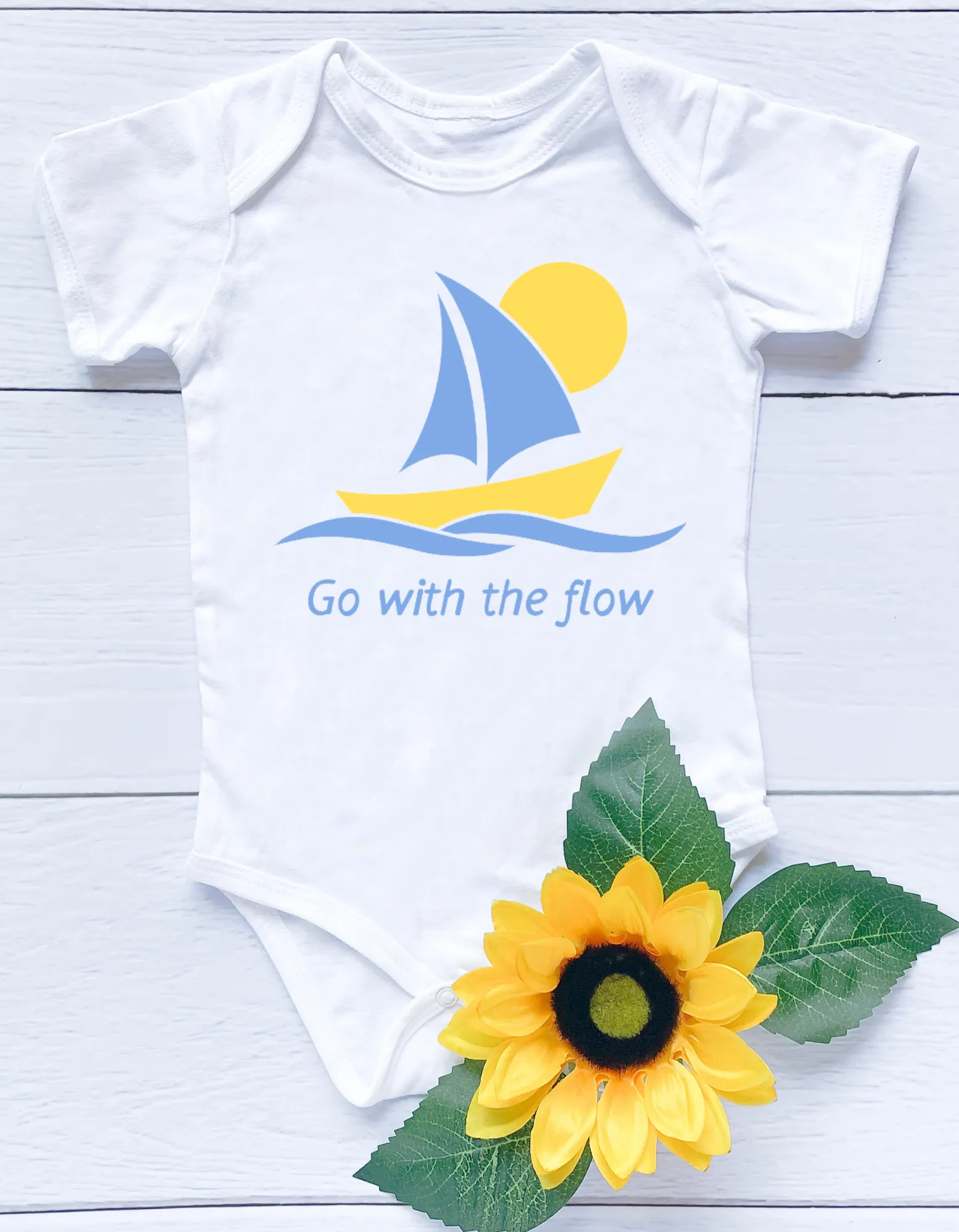 Sailboat Nautical Short Sleeve Romper & Hat Gift Set