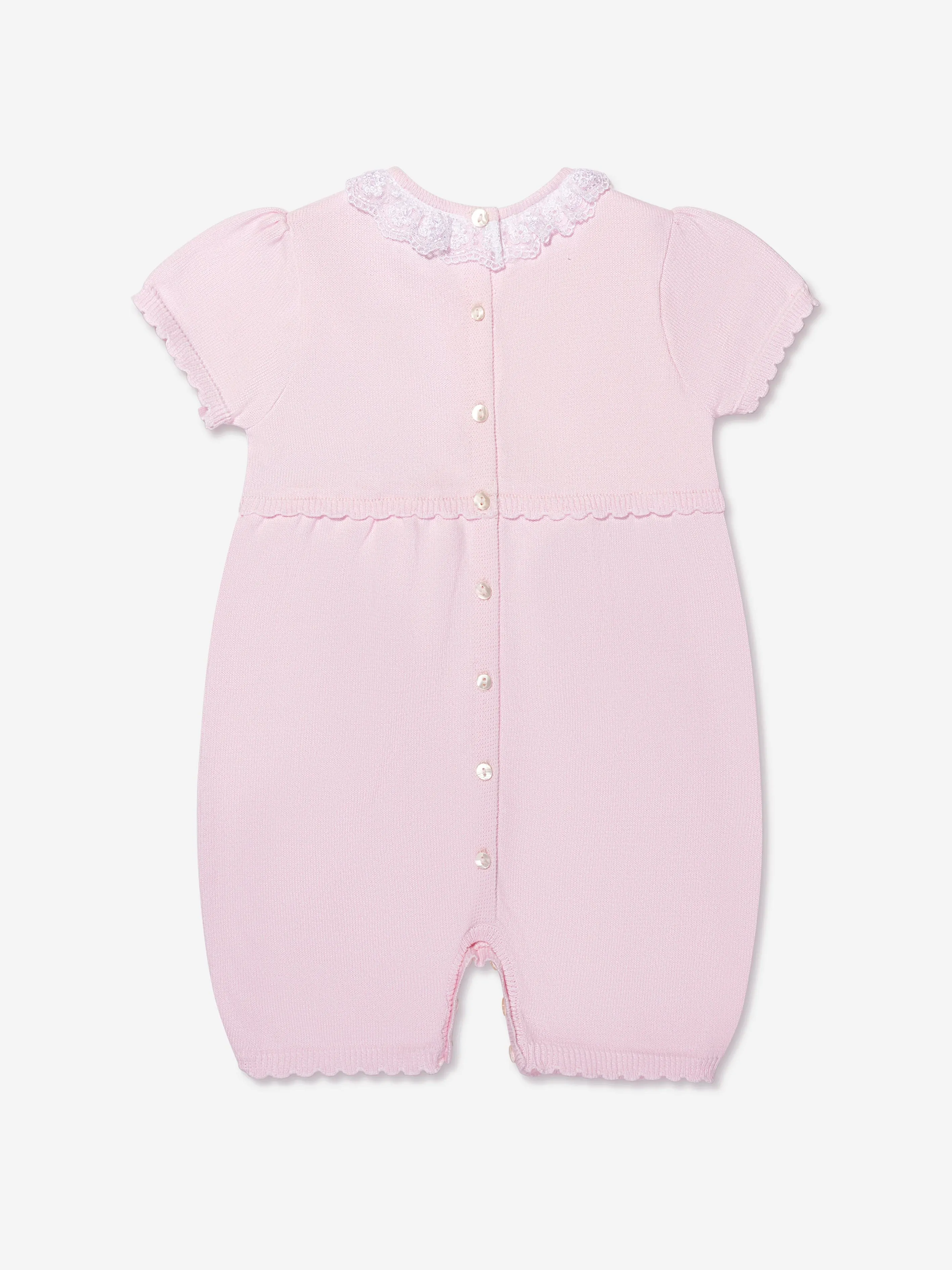 Sarah Louise Baby Girls Bubble Romper And Bonnet Set in Pink