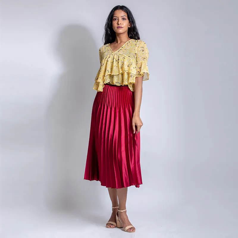 Satin Pleated Skirt