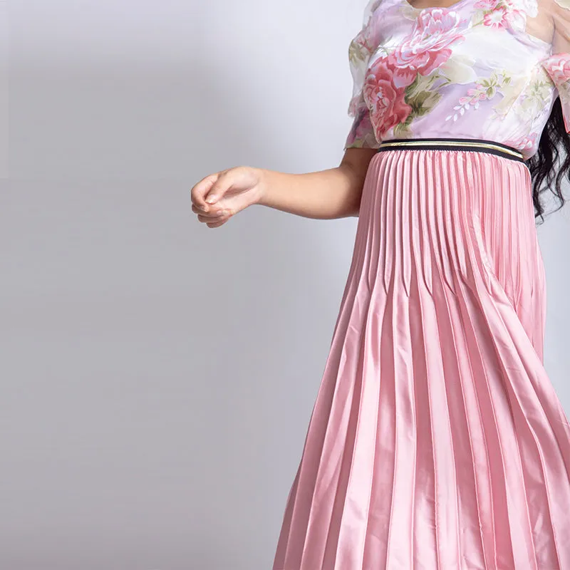 Satin Pleated Skirt