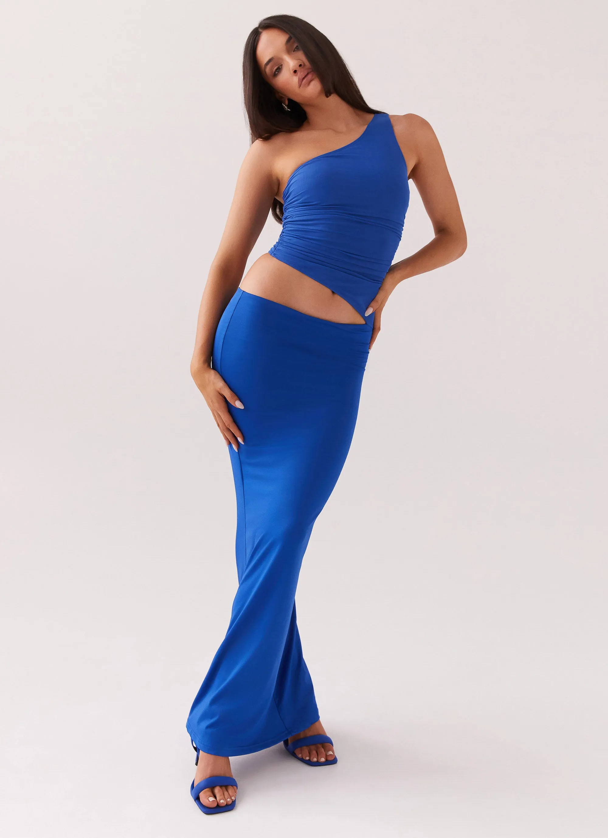 Seranella One Shoulder Maxi Dress - Cobalt