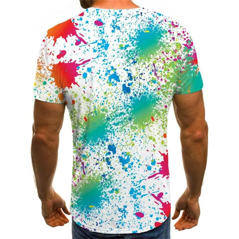 shirt abstract  t shirt 3D personality  art costume Casual men's fun geometric colorful art