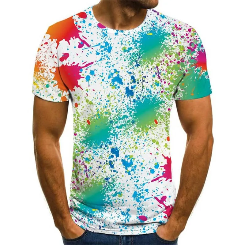 shirt abstract  t shirt 3D personality  art costume Casual men's fun geometric colorful art