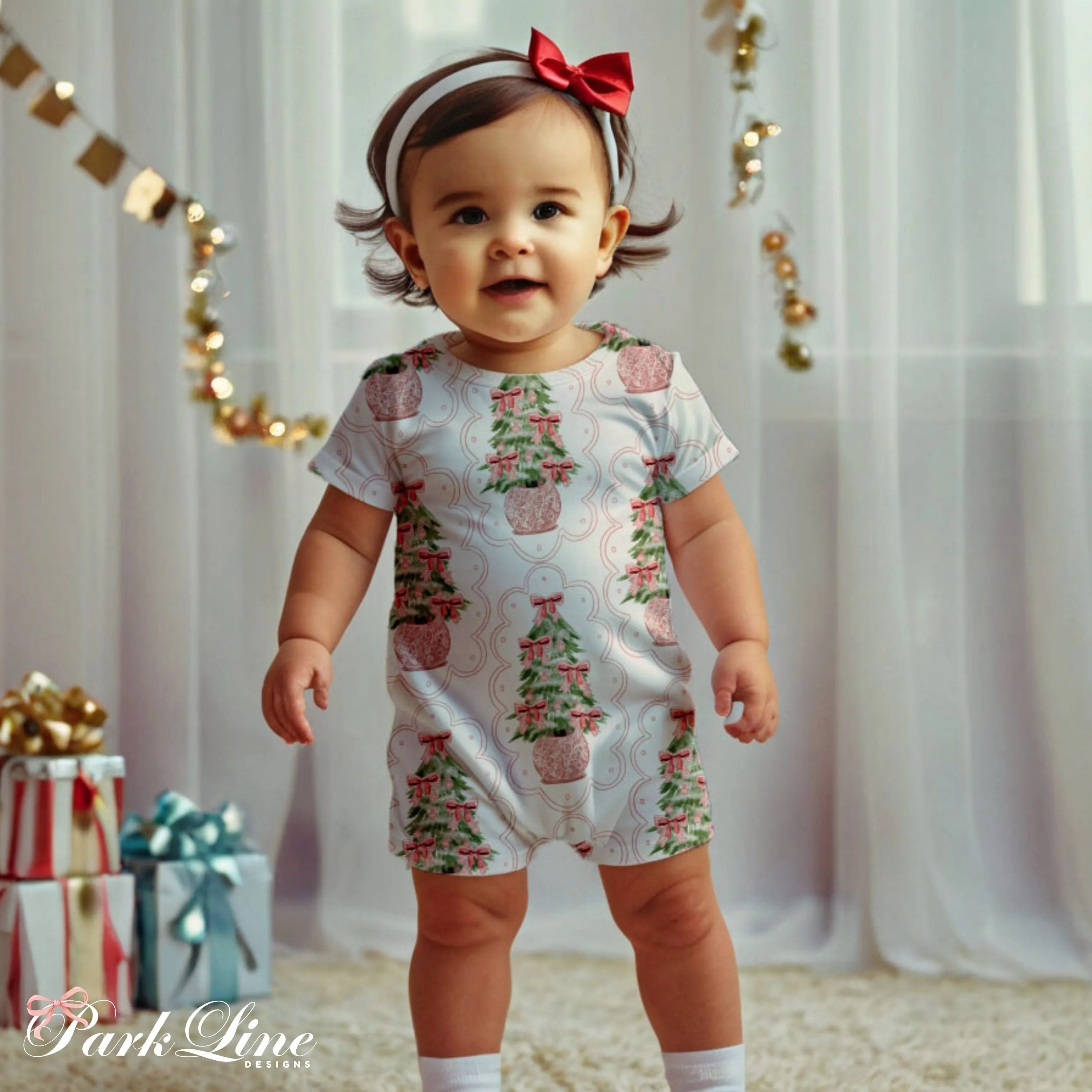 Short Sleeve Baby Romper Trendy Stylish Comfortable Stretchy Breathable Baby Outfit for Daily Wear Playtime Christmas Sleepwear