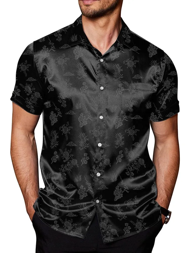 Silk Satin Jacquard Shirt (US Only)