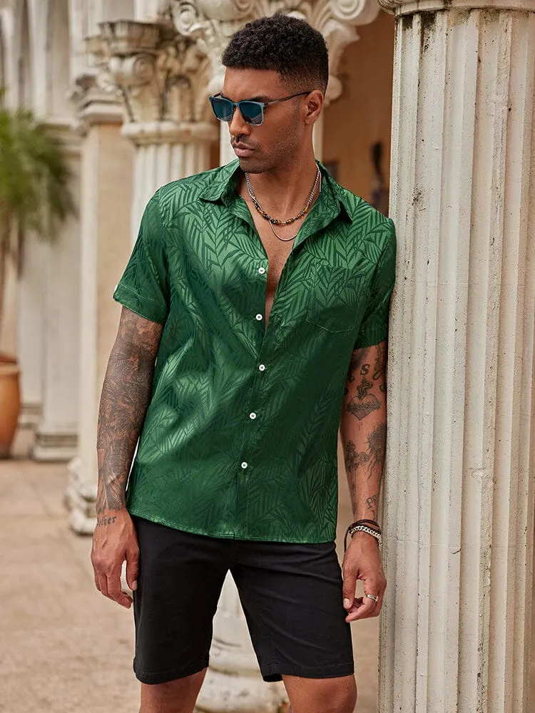 Silk Satin Jacquard Shirt (US Only)