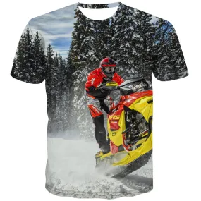 Ski T-shirt Men White T-shirts 3d Movement Tshirt Anime Snowfield Shirt Print