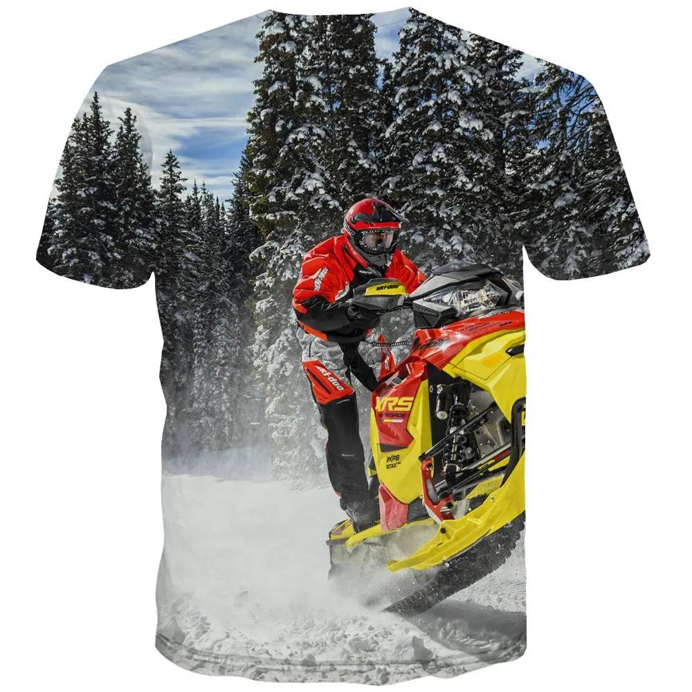 Ski T-shirt Men White T-shirts 3d Movement Tshirt Anime Snowfield Shirt Print