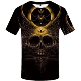 Skull T-shirt Men Black T-shirts 3d Flame Tshirt Printed Short Sleeve Full Print