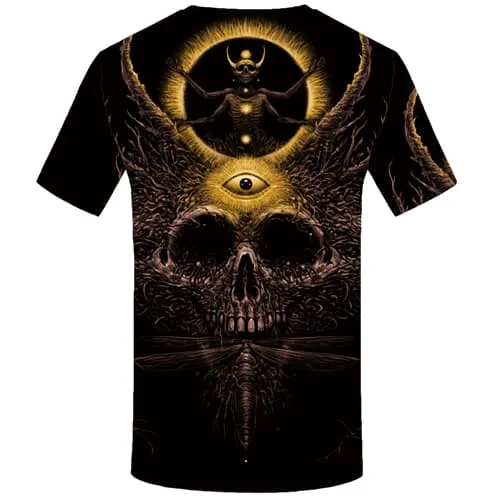 Skull T-shirt Men Black T-shirts 3d Flame Tshirt Printed Short Sleeve Full Print