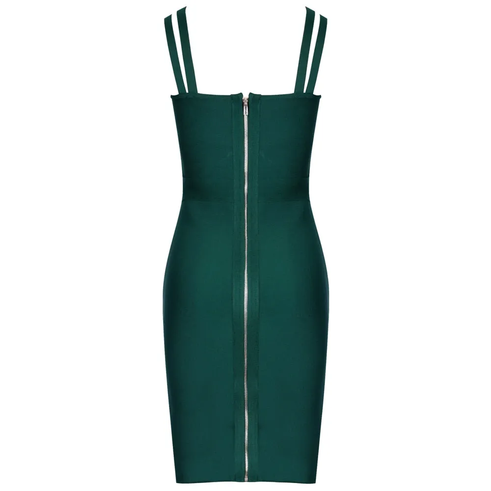 Spaghetti Straps Bustier Midi Bodycon Dress