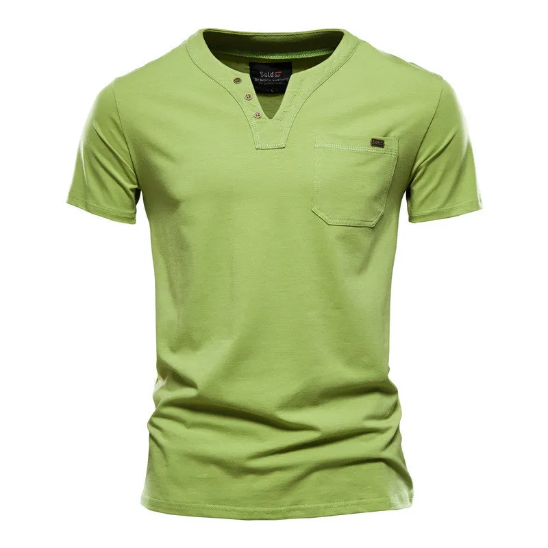 Sports T-shirt Slim Cotton Pocket Men