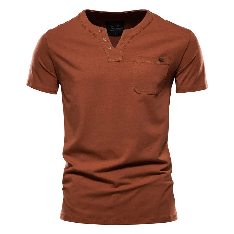 Sports T-shirt Slim Cotton Pocket Men