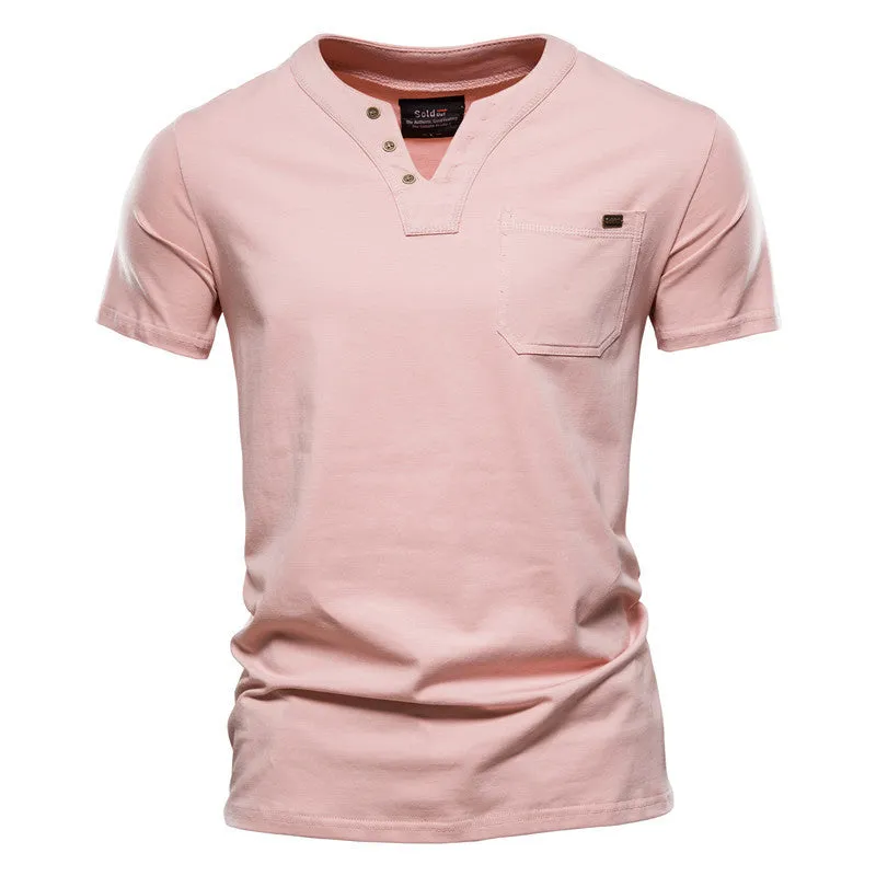 Sports T-shirt Slim Cotton Pocket Men