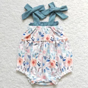 SR0907 baby girl clothes blue flower girl summer bubble