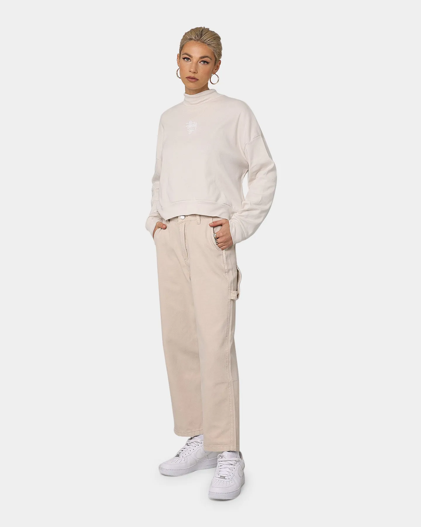 Stussy Women's Ellen Rib Turtleneck White Sand