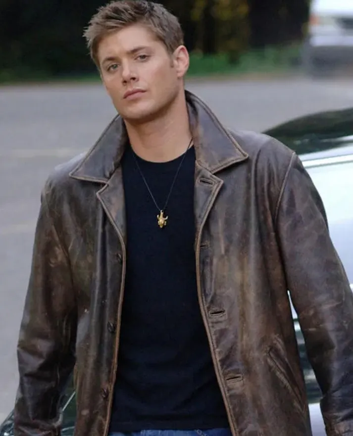 Supernatural Dean Winchester Distressed Brown Long Leather Jacket