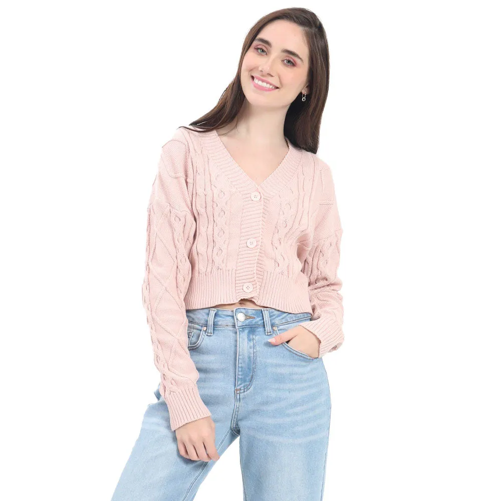 SWEATER PARA MUJER CROP BUTTONS AT FRONT WITH BRAIDED FOREVER 21