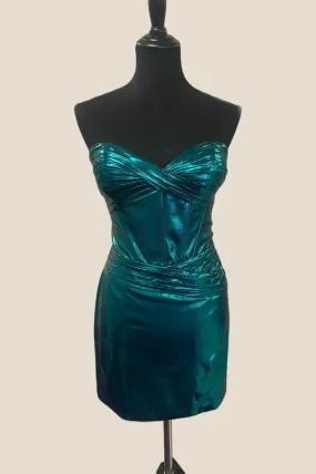 Sweetheart Green Ruched Bodycon Short Dress