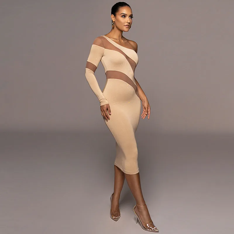 TastyHottie - Jill Mesh See Through Patchwork Midi Dress