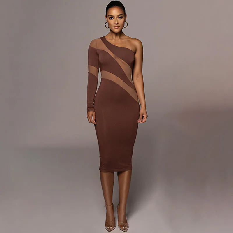 TastyHottie - Jill Mesh See Through Patchwork Midi Dress