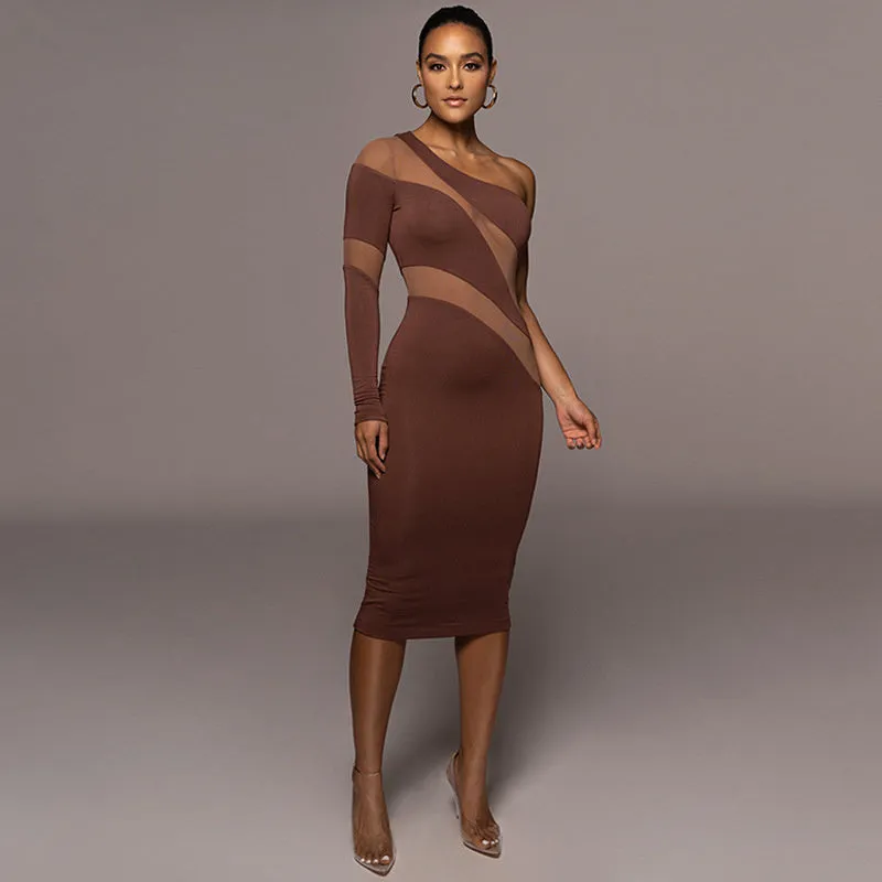 TastyHottie - Jill Mesh See Through Patchwork Midi Dress