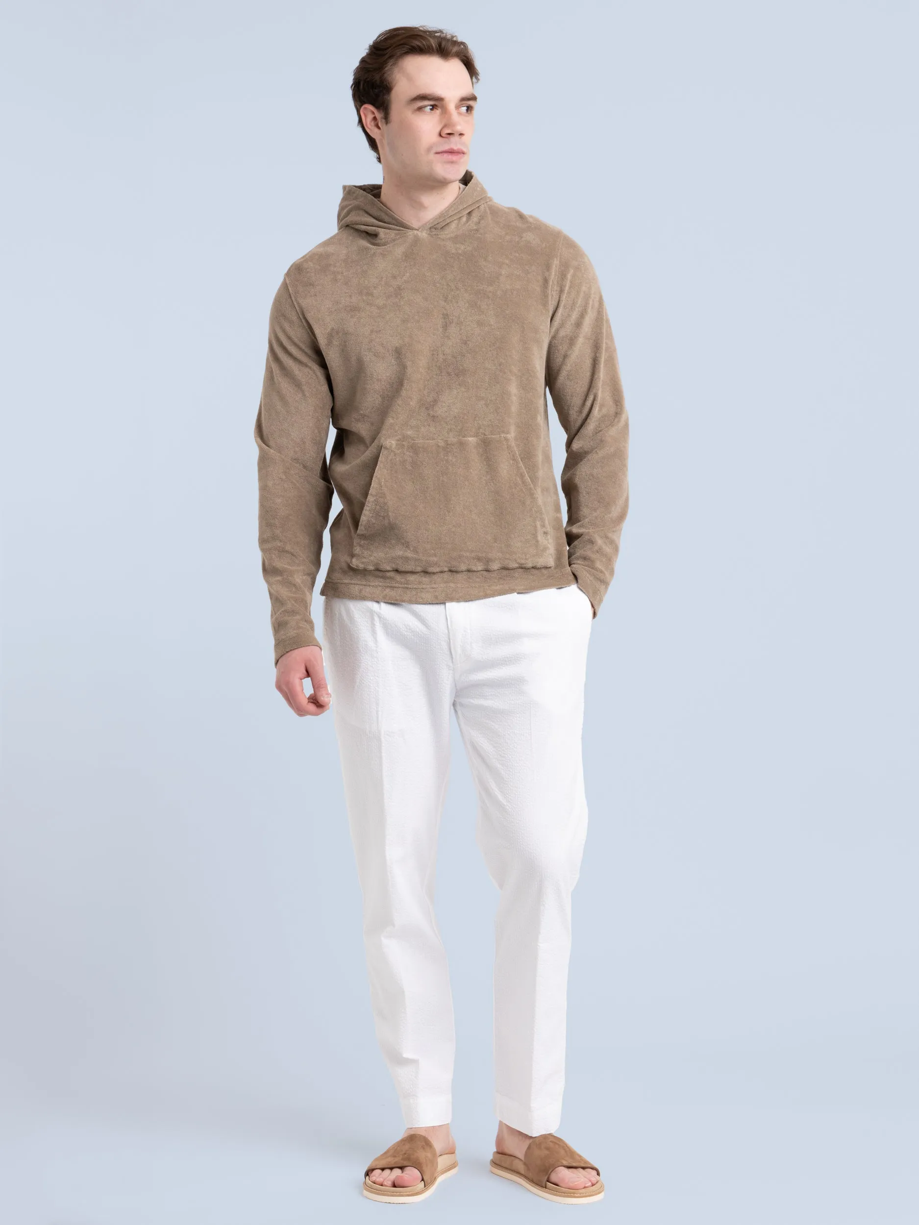 Taupe Brown Terry Hoodie