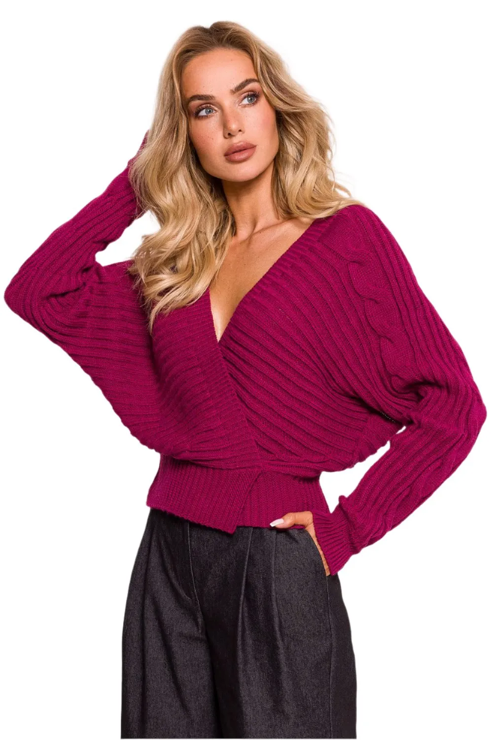 TEEK - Deep Ribbed Wide V-Neck Sweater