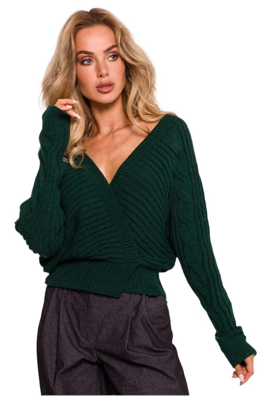 TEEK - Deep Ribbed Wide V-Neck Sweater