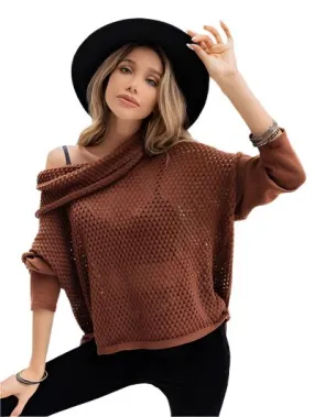 TEEK - Openwork Mock Neck Sweater