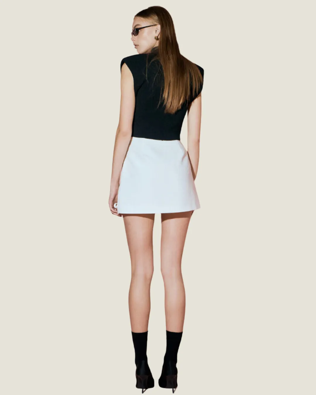 The Harlow: White Bow Detail Mini Skirt