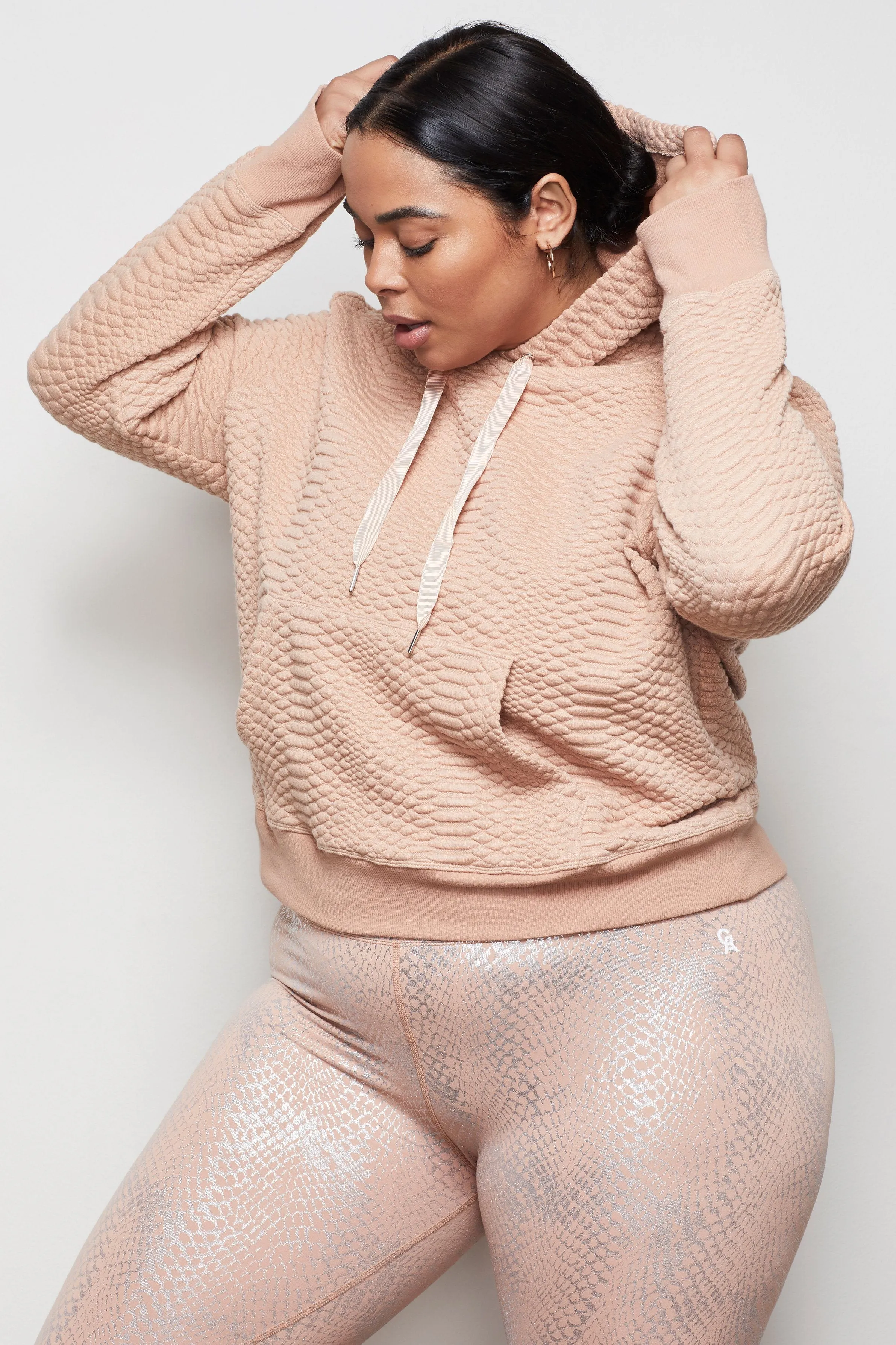 THE QUILTED SNAKE HOODIE | ROSE GOLD001