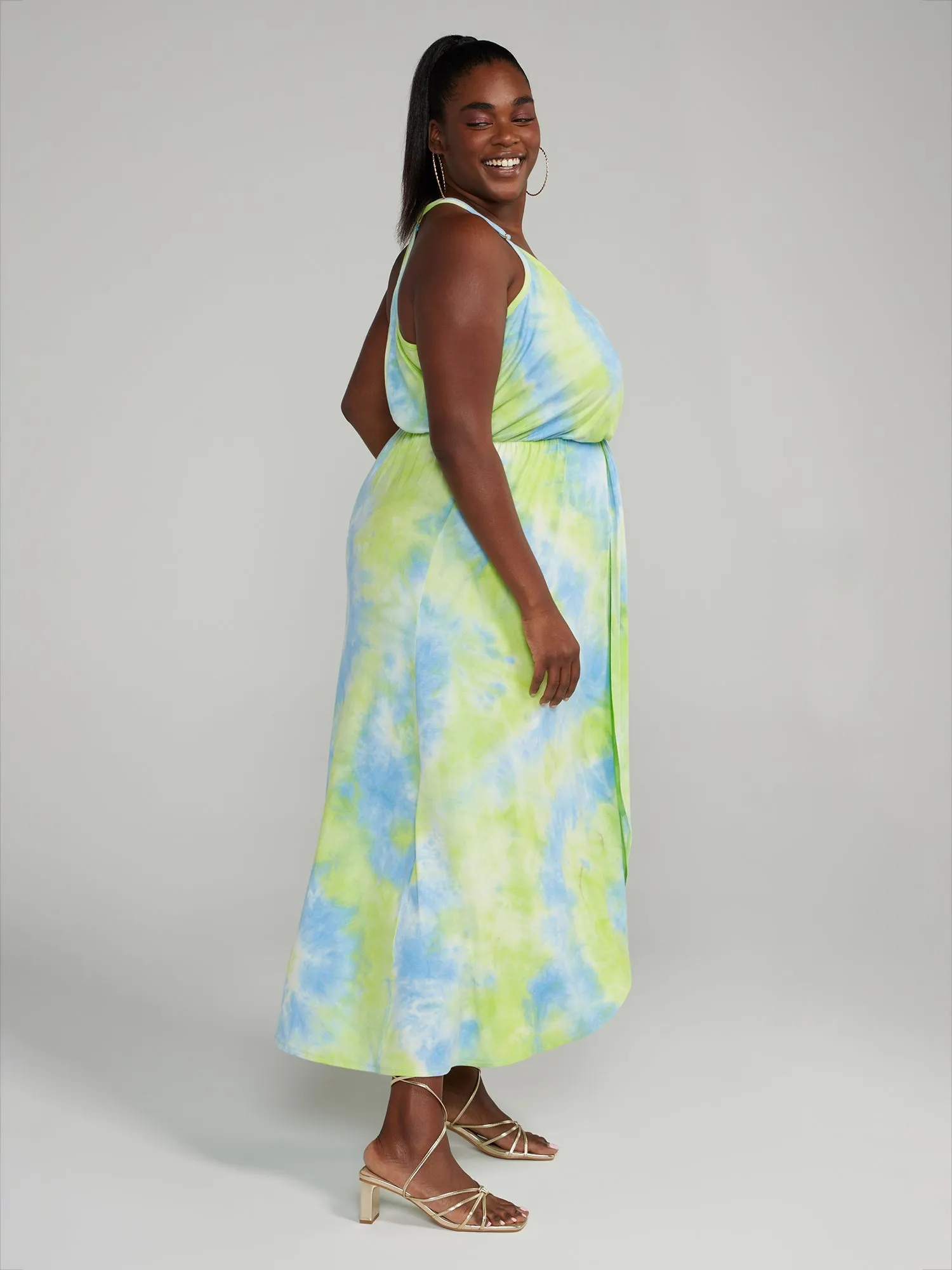 Tie Dye Halter Style Maxi Dress